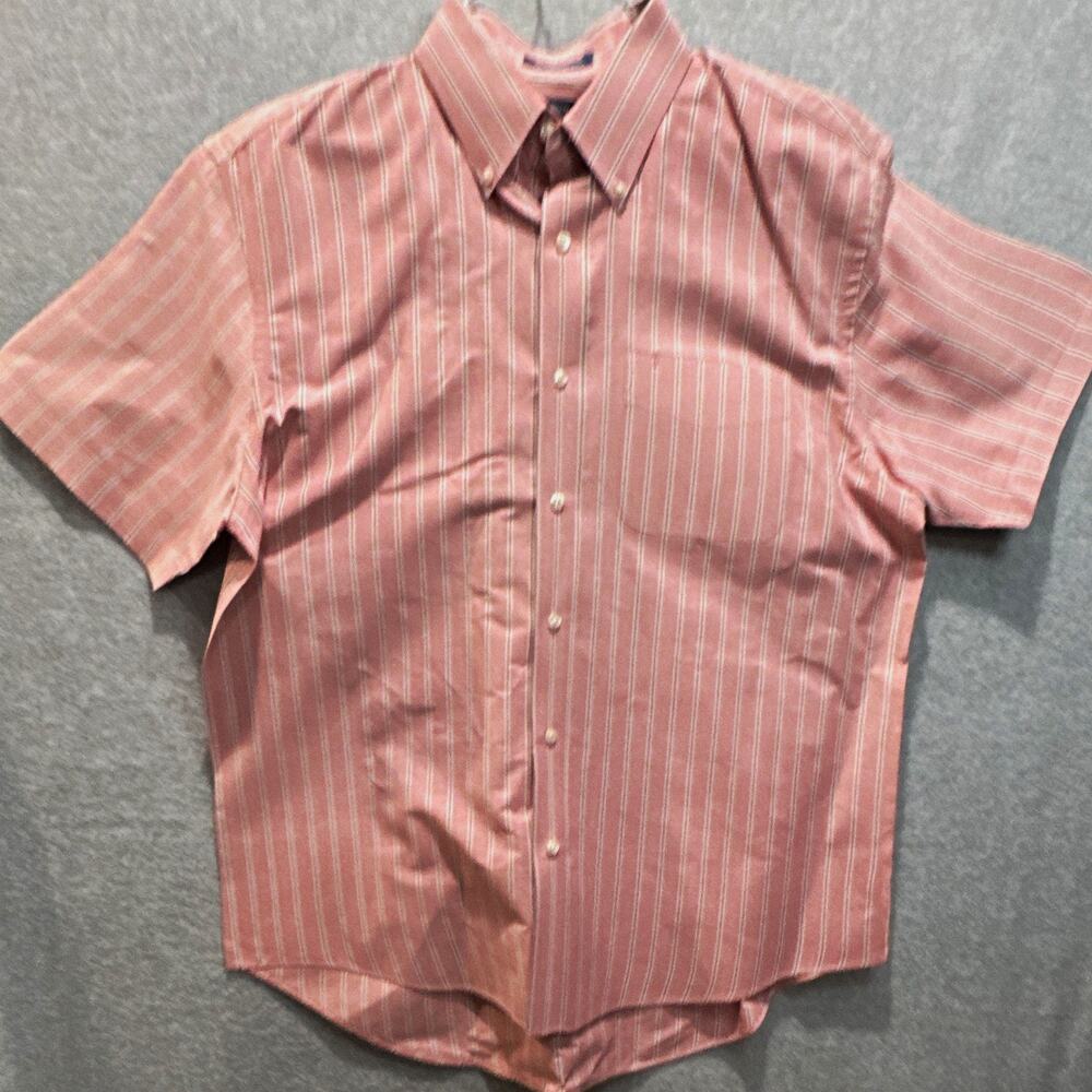 Arrow Classic Fit Mens L Woven Cotton Blend Pink Stripe Button-Up Shirt